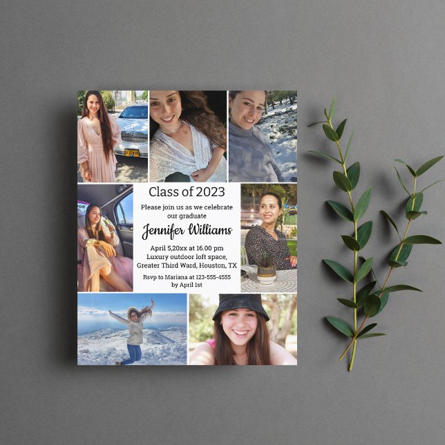 Papier sept photos collage graduation invitation 2025 (Créateur téléchargé)