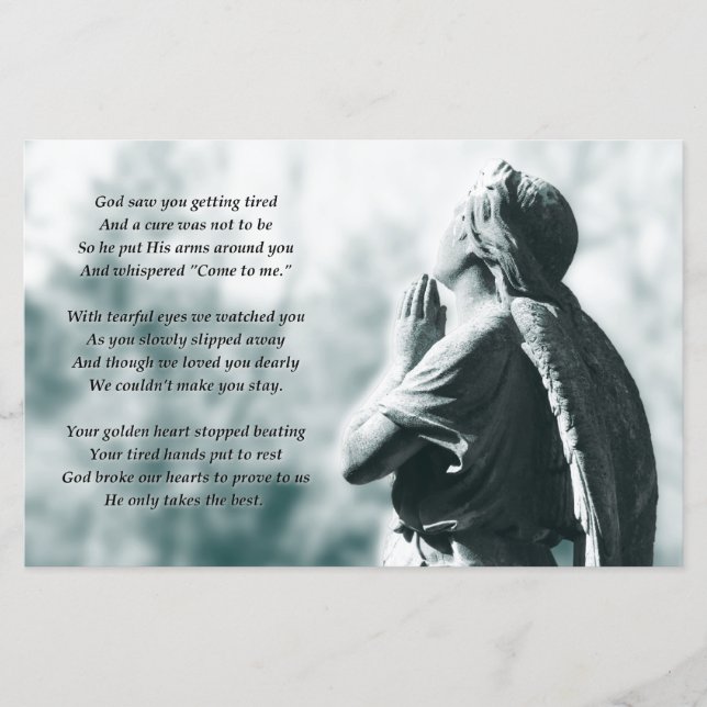 Papier service commémoratif de prière de l'ange (Devant)