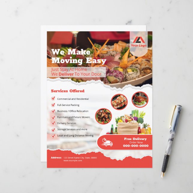 Papier Service de livraison à domicile (Devant/Arrière en situation)