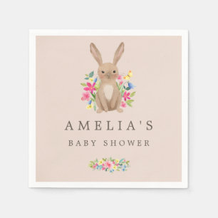 Papier Serviette de fête prénatale Lapin en bois rose dou