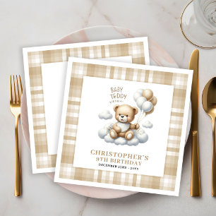 Papier Serviette de table ballon en or ours en peluche an