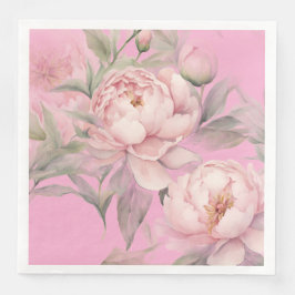 Papier-Serviette mit rosa Pfingstrosen Serviette