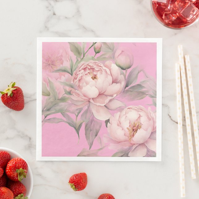 Papier-Serviette mit rosa Pfingstrosen Serviette (Beispiel)