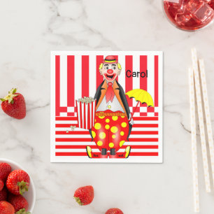 Papier Servietten, Clowns Rot Streifen Popcorn Serviette