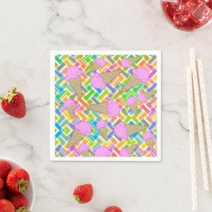 Papier Servietten, Erdbeer Eis Chevron Serviette