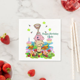 Papier Servietten, Happy Birthday Pink Cupcake Serviette