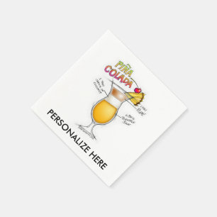 PAPIER-SERVIETTEN - PINA COLADA REZEPT COCKTAIL KU SERVIETTE
