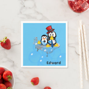 Papier Servietten, Pinguin Blasenbad Gelbe Enten Serviette