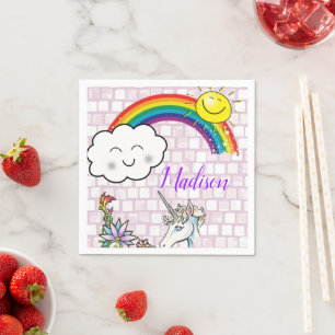 Papier-Servietten, Regenbogen-Einhorn Serviette