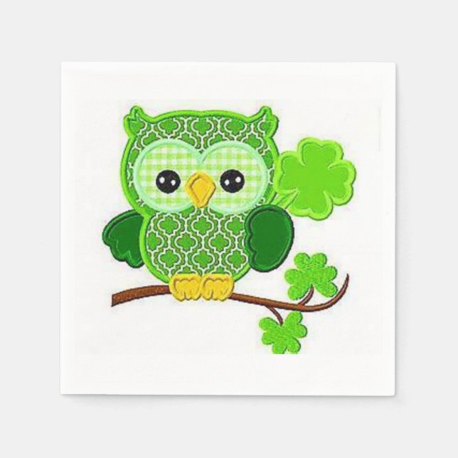 Papier-Servietten St. Patrick's Day Eule Serviette (Vorderseite)