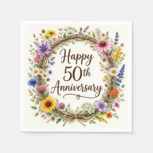 Papier-Servietten zum 50. Hochzeitstag, 50 Jahre E Serviette