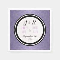 Serviettes de mariage en damassé violet lavande