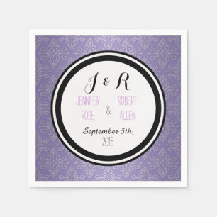 Papier Serviettes de mariage en damassé violet lavande