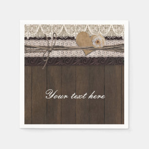 Papier Serviettes de mariage romantiques en toile de jute
