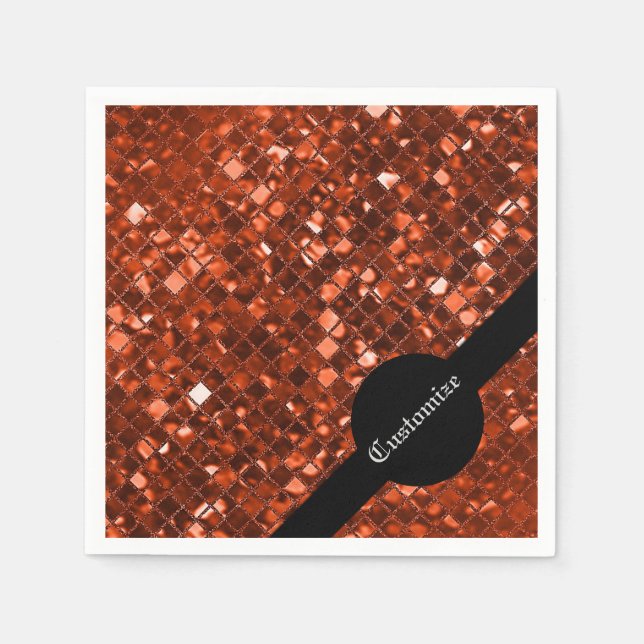 Papier Serviettes Motif en mosaïque rouge étincelante (Devant)