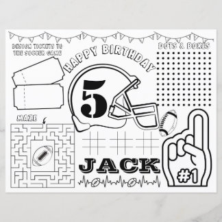 Papier Set de table d'anniversaire de football, fiche d'a