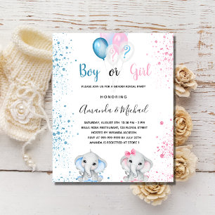 Papier Sexe révéler l'invitation budgétaire baby shower