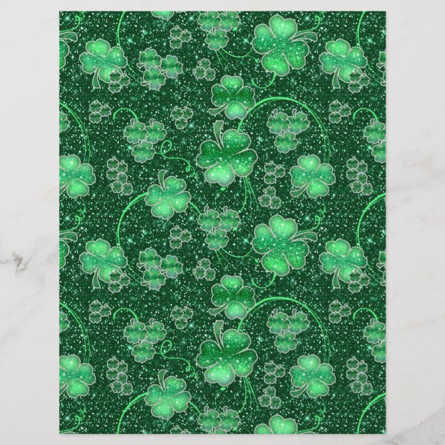 Papier Shamrocks scintillants et torsades ID289 (Devant)