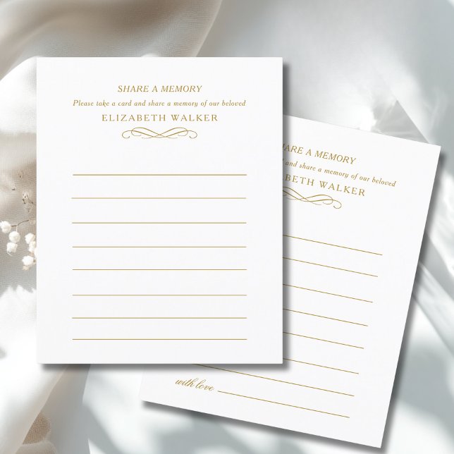Papier Share a Memory Funeral Service Attendance (Share a Memory Funeral Service Attendance Card)