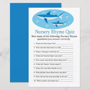 Papier Shark Nursery Rhyme jeu de baby shower