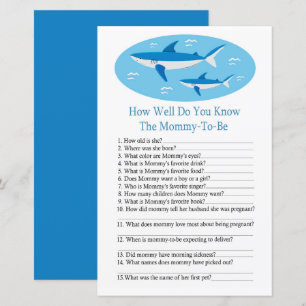 Papier Shark Tu connais bien le jeu baby shower