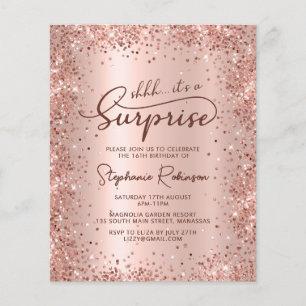 Papier Shhh Surprise Rose Gold Sweet 16 Anniversaire Invi
