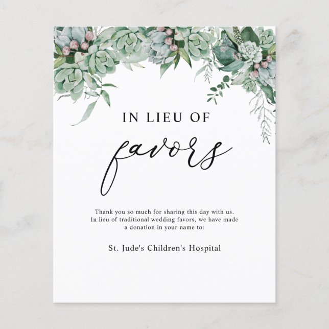 Papier Signe de don en remplacement de faveurs (Devant)