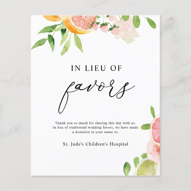 Papier Signe de don en remplacement de faveurs (Devant)