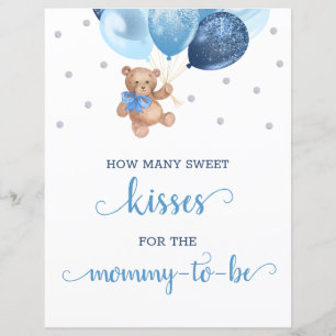 Papier Signe de jeu de combien de baisers pour une baby s