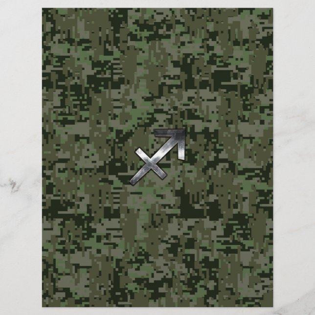 Papier Signe du Sagittaire argenté sur camouflage numériq (Devant)