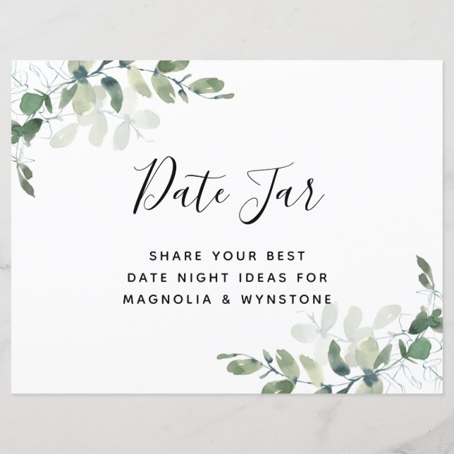 Papier Signe Jar Date - Fête des mariées Eucalyptus (Devant)