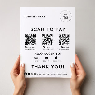 Papier Signe moderne simple formel élégant QR Scan to Pay