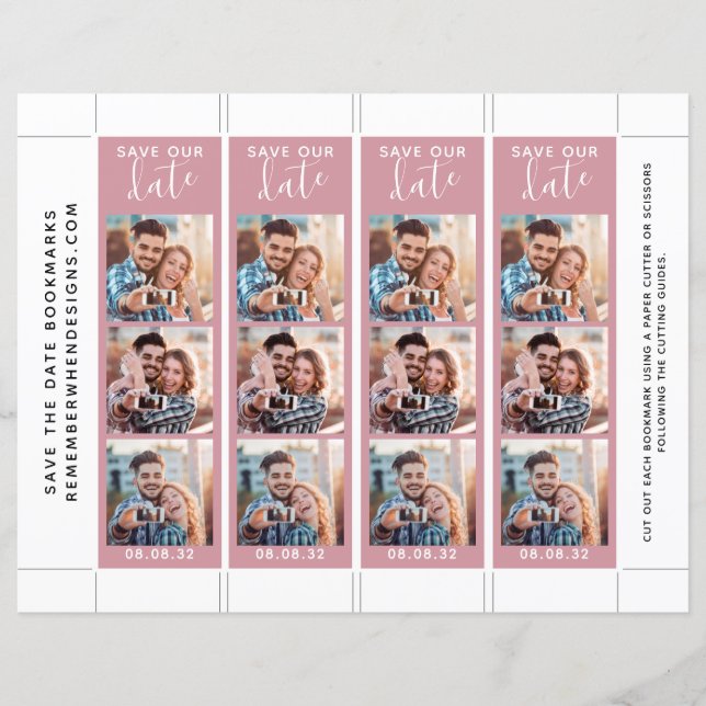 Papier Signet photo Pink Save Our Date (Devant)