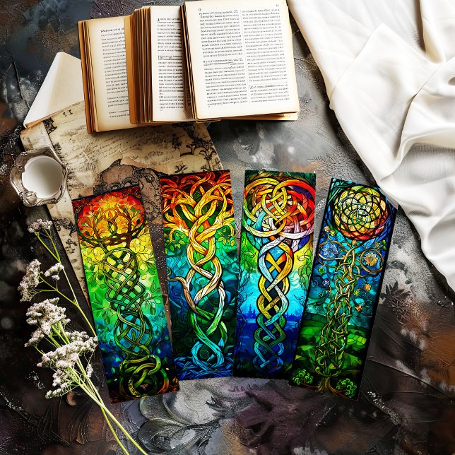 Papier Signets irlandais, signets celtiques de l'arbre de (colorful tree of life bookmarks you cut out - great gift idea that looks like you handmade them)