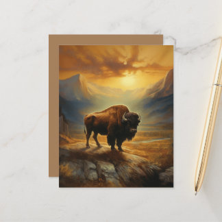 Papier Silhouette de Bison de Buffalo au Coucher du Solei