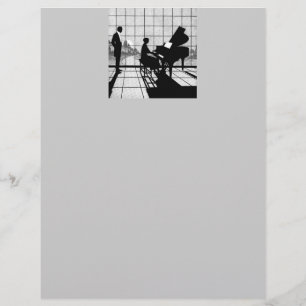 Papier Silhouette de Piano Style Art Déco Noir et Blanc