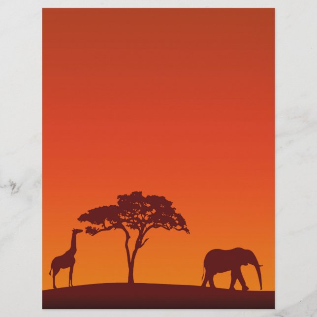 Papier Silhouette de Safari Africain - En-tête (Devant)