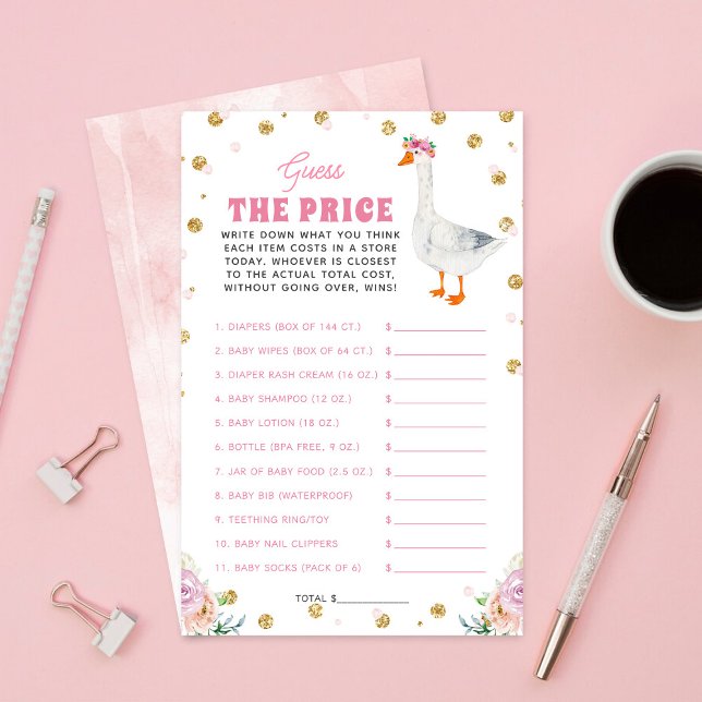 Papier Silly Goose Baby Shower Guess The Price Game (Créateur téléchargé)