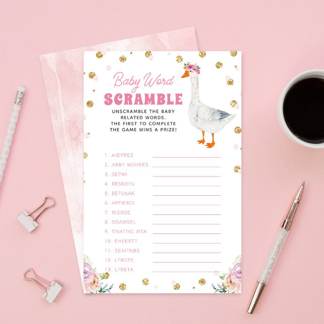 Papier Silly Goose Baby Shower Word Scramble Game (Créateur téléchargé)