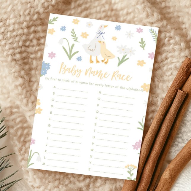 Papier Silly Goose Gingham Baby Shower Name Race Game (Silly Goose Baby Shower Game)