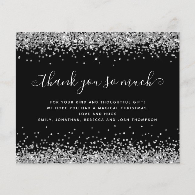 PAPIER | Silver Glitzer Christmas Black Danke (Vorne)