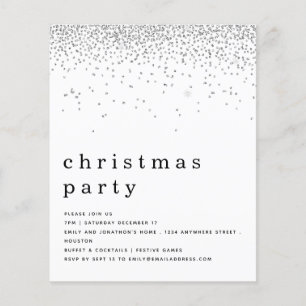 PAPIER Silver Glitzer Weihnachts-Party Einladung