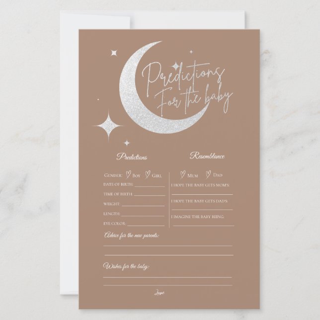 Papier Silver parties scintillant lune étoiles oh bébé pr (Devant)