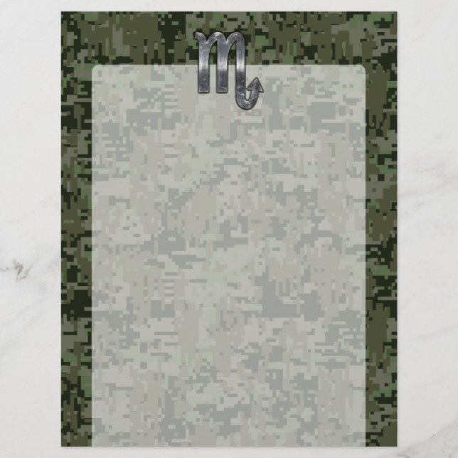 Papier Silver Scorpio Zodiac Sign Woodland Digital Camo (Devant)