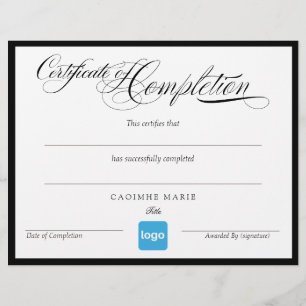 Papier Simple Ajouter un logo Certificat d'achèvement