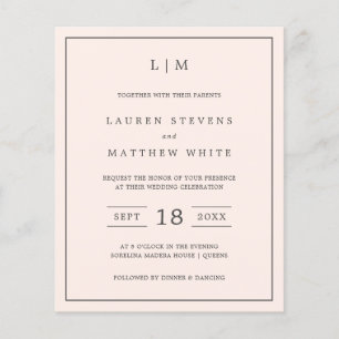 Papier Simple Blush Pink Monogramme Budget Mariage Invita