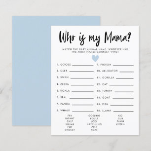 Papier Simple Coeur Bleu Qui Est Mon Baby shower Mama Jeu