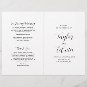 Papier Simple Contemporary Modern Folded Wedding Programm
