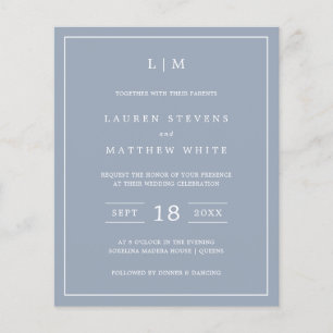 Papier Simple Dusty Blue Monogramme Budget Mariage Invita