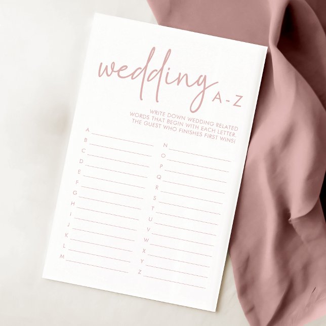 Papier Simple Dusty Rose & White Fête des mariées Jeu A-Z (Créateur téléchargé)